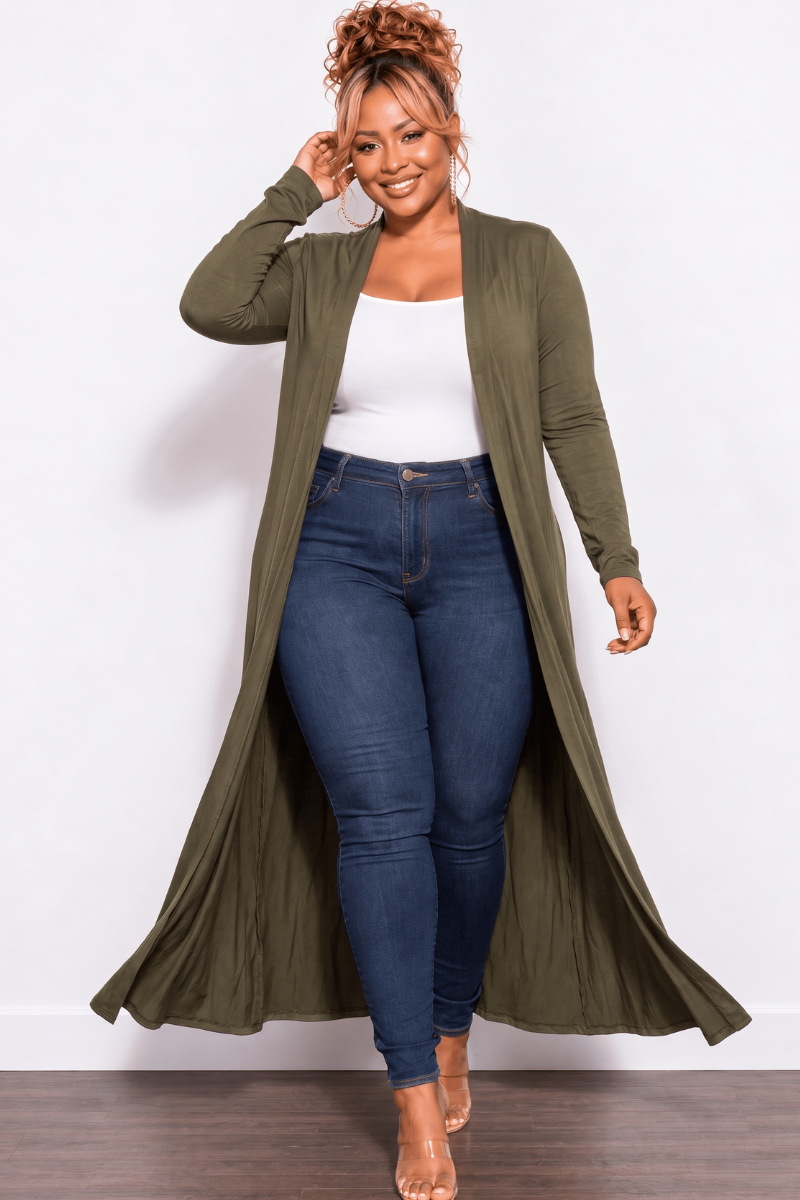 Final Sale Plus Size Duster Olive