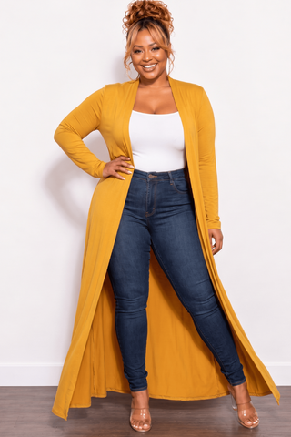 Final Sale Plus Size Duster Mustard