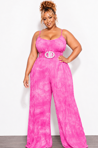 Final Sale Plus Size Jumpsuit with Soft Crepe Fabric in Pink