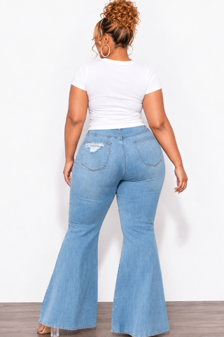 Final Sale Plus Size Distressed Medium Denim Jeans