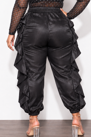 Final Sale Plus Size Ruffle Pants in Black (Pants Only)