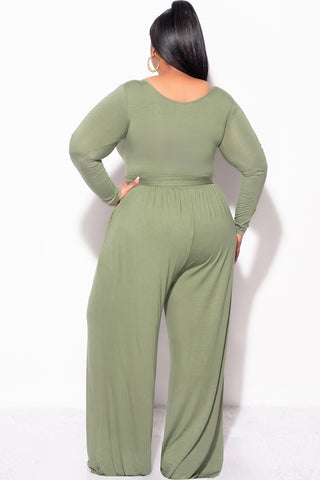 Final Sale Plus Size 2pc Crop Top and Palazzo Pant Set in Sage