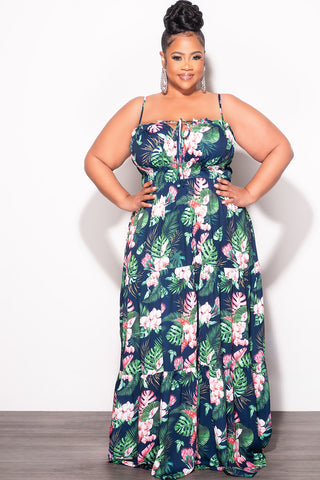 Final Sale Plus Size Tank Maxi Dress with Cutout Back in Navy Floral Print - 2X 18/20 Final Sale Plus Size Tank Maxi Dress with Cutout Back in Navy Floral Print - 2X 18/20