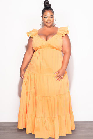 Final Sale Plus Size 3 Layered Maxi Dress in Apricot