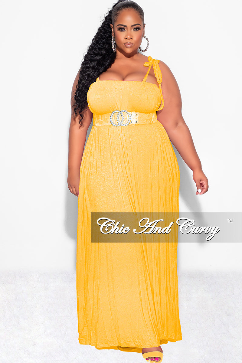 Final Sale Plus Size Oversized Jumpsuit with Self Tie Straps in Mustard