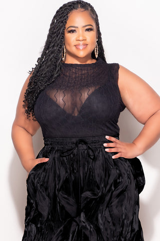 Final Sale Plus Size Sleeveless Sheer Top in Black