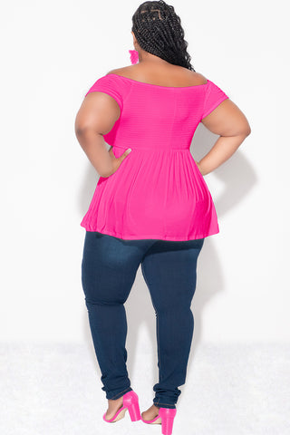 Final Sale Plus Size Smocked BabyDoll Top in Hot Pink