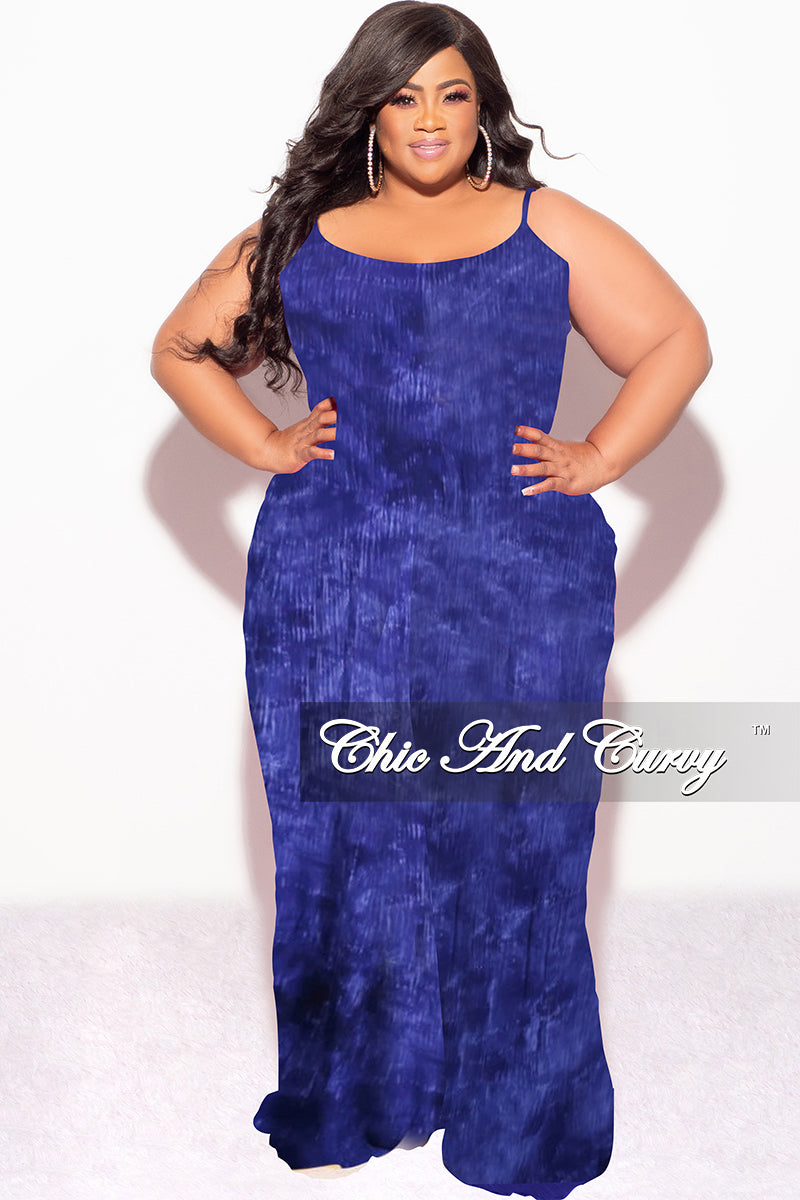 Final Sale Plus Size Jumpsuit with Soft Crepe Fabric in Blue – Chic And ...