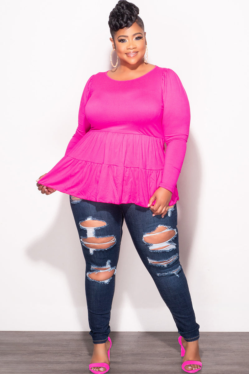 long sleeve peplum dress plus size Plus Size Long Sleeve Asymmetrical Peplum Sheath Dress In Black