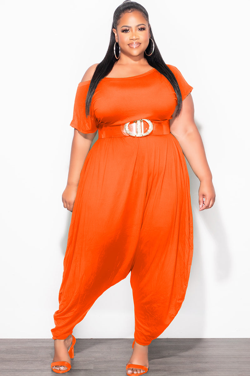Final Sale Plus Size Harem Jumpsuit in Orange