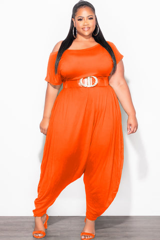 Final Sale Plus Size Harem Jumpsuit in Orange