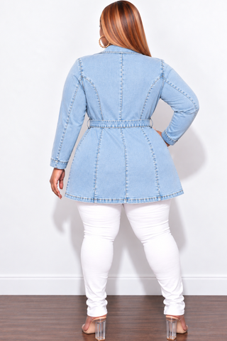 Final Sale Plus Size Patchwork Jacket in Denim