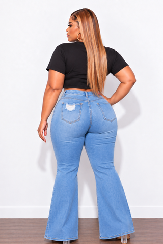Final Sale Plus Size Distressed Medium Denim Jeans