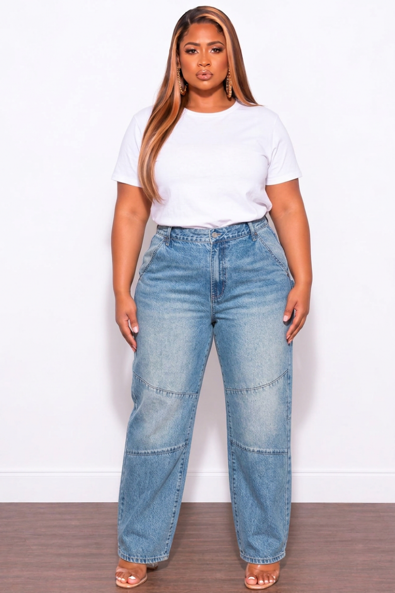 Final Sale Plus Size Straight Leg Jean In Medium Wash Denim