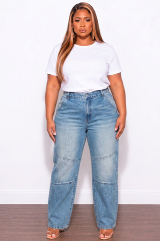 Final Sale Plus Size Straight Leg Jean In Medium Wash Denim