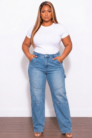 Final Sale Plus Size Straight Leg Jean In Medium Wash Denim