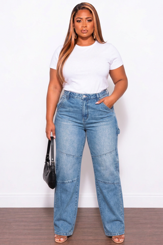 Final Sale Plus Size Straight Leg Jean In Medium Wash Denim