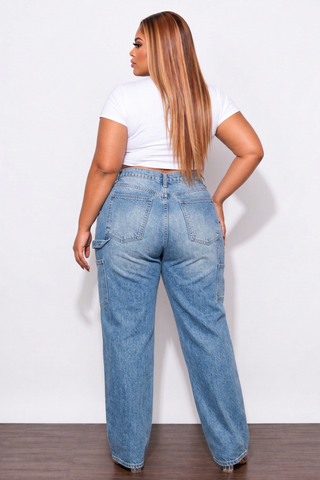 Final Sale Plus Size Straight Leg Jean In Medium Wash Denim