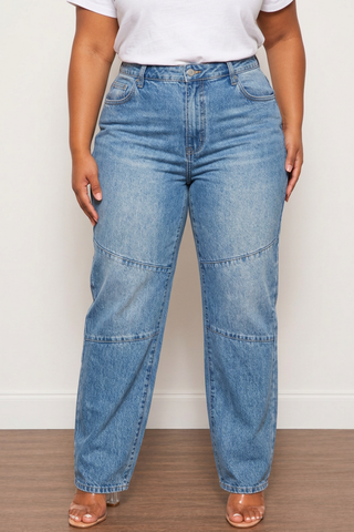 Final Sale Plus Size Straight Leg Jean In Medium Wash Denim
