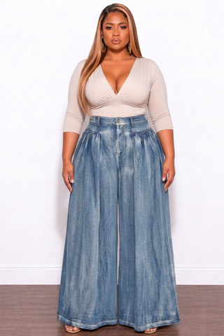 Final Sale Plus Size Pleated Super Wide Leg Palazzo Pants