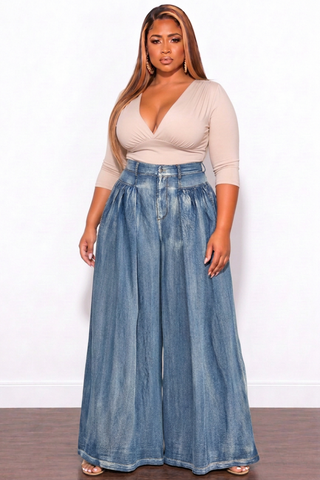 Final Sale Plus Size Pleated Super Wide Leg Palazzo Pants