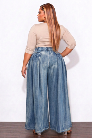Final Sale Plus Size Pleated Super Wide Leg Palazzo Pants