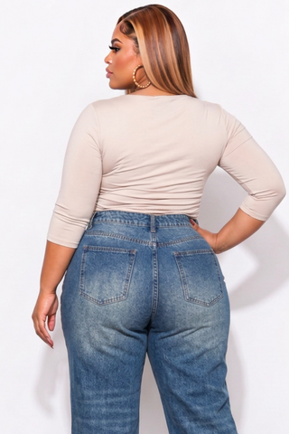 Final Sale Plus Size Fitted Stretchy High Waist Wide Leg Jeans In Denim Dark Wash