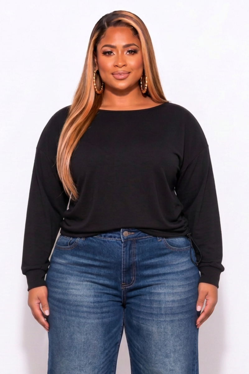Final Sale Plus Size Long Sleeve Top in Black