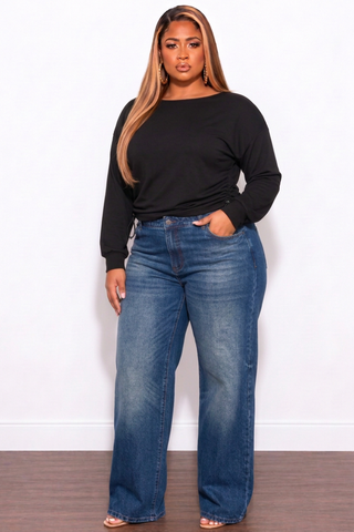 Final Sale Plus Size Long Sleeve Top in Black