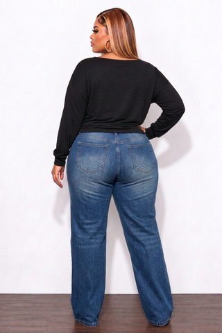 Final Sale Plus Size Long Sleeve Top in Black