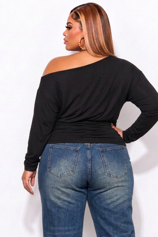 Final Sale Plus Size Off The Shoulder Top In Black