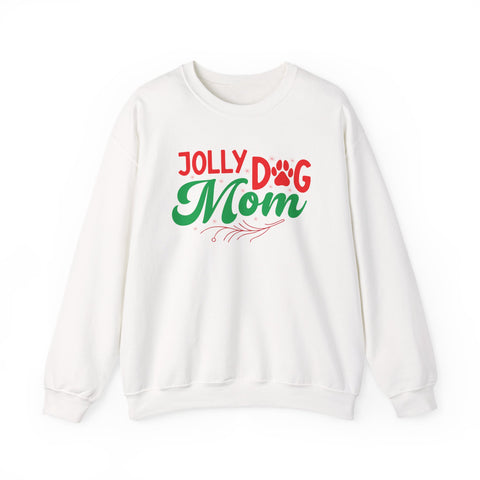 Jolly Dog Mom Crewneck | Christmas Paw Print Holiday Sweatshirt