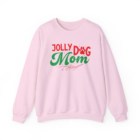 Jolly Dog Mom Crewneck | Christmas Paw Print Holiday Sweatshirt