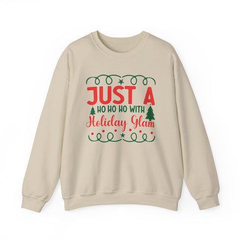 Just a Ho Ho Ho with Holiday Glam sweatshirt | Christmas tree lights holiday