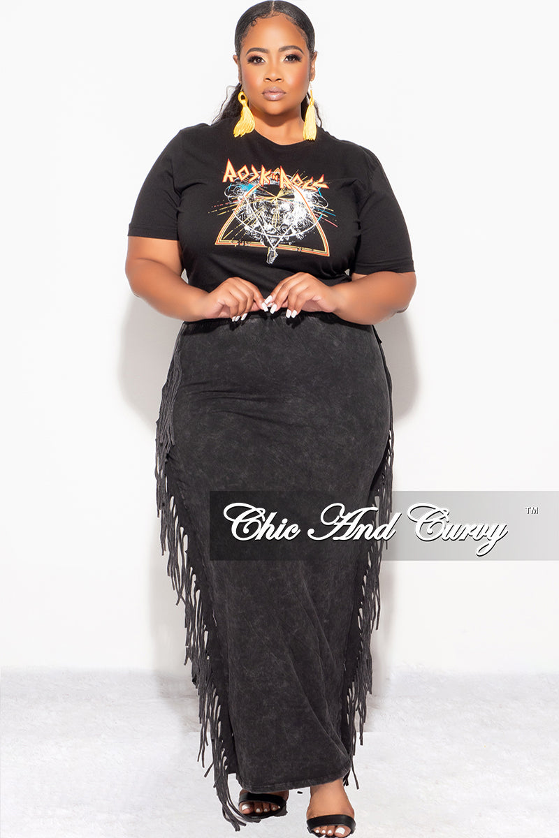 Long Sleeve Fringe Skirt Xxl Pencil Skirt Black Fringe Skirt Long