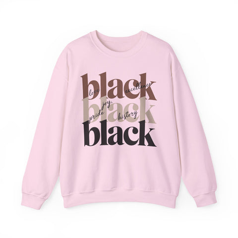 Black Is Beautiful Crewneck Sweatshirt | Bold Stacked Typography Design