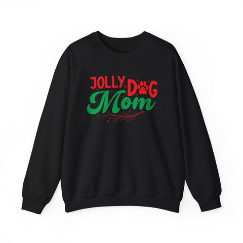 Jolly Dog Mom Crewneck | Christmas Paw Print Holiday Sweatshirt