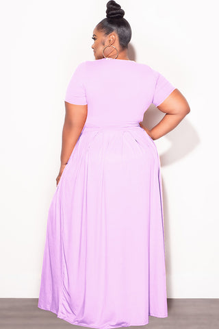 Final Sale Size 2pc Tie Top Maxi Skirt Set in Lavender