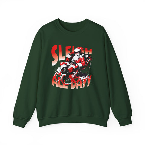 Sleigh All Day Crewneck Sweatshirt | Santa Sleigh Christmas Design