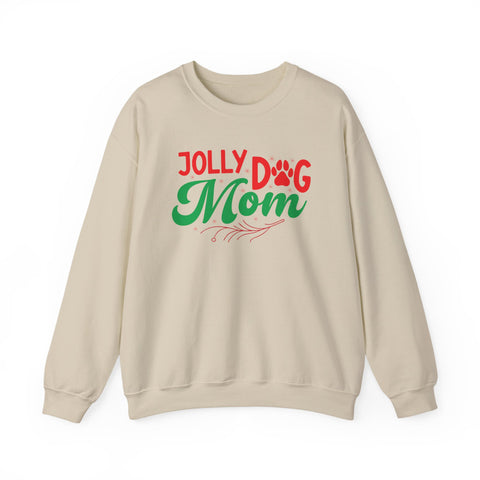 Jolly Dog Mom Crewneck | Christmas Paw Print Holiday Sweatshirt