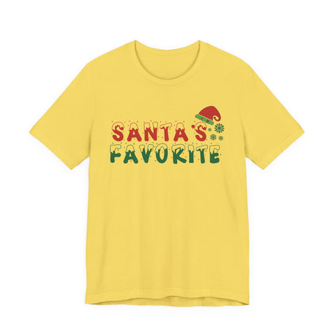 Santa's Favorite T-Shirt | Christmas Santa Hat Snowflake Holiday Tee