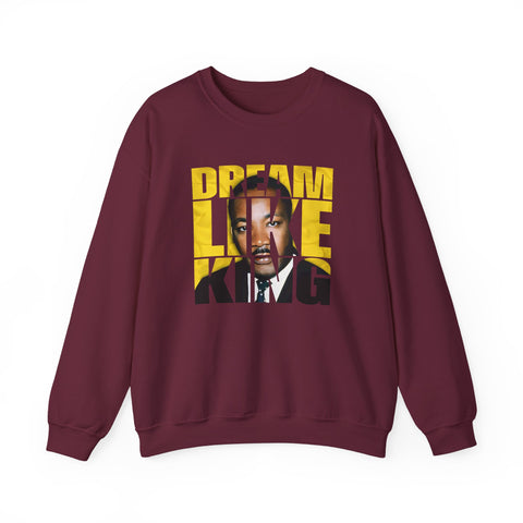 Dream Like King Crewneck Sweatshirt | Bold Portrait Typography Design