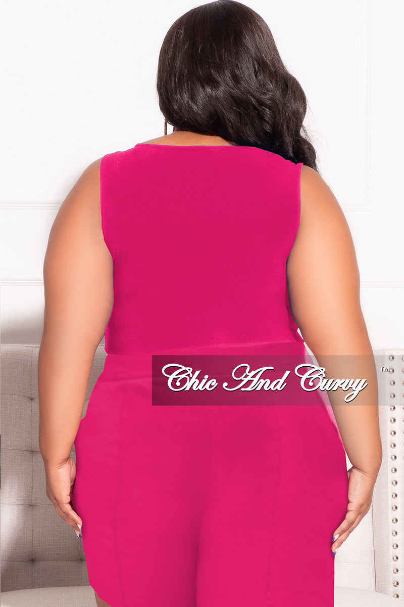 Final Sale Plus Size Sleeveless Crop Top in Fucshia (Top Only)