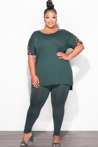 Final Sale Plus Size Top and Legging Set in Hunter Green
