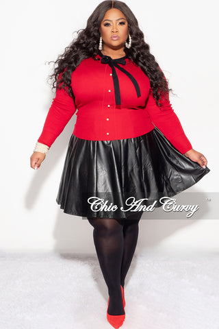 Final Sale Plus Size Top with Neck Tie in Red