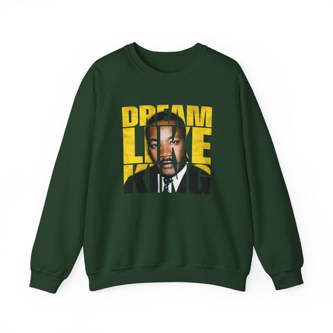 Dream Like King Crewneck Sweatshirt | Bold Portrait Typography Design