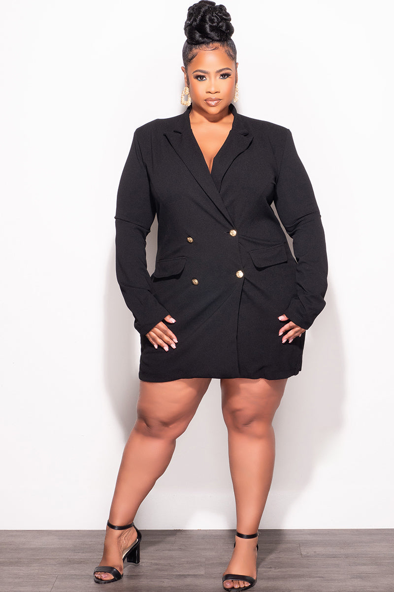 Final Sale Plus Size Lightweight Blazer Blazer Dress with Gold