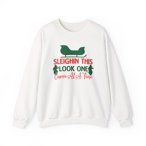 Sleighin This Look One Curve At A Time Sweatshirt | Christmas sleigh design