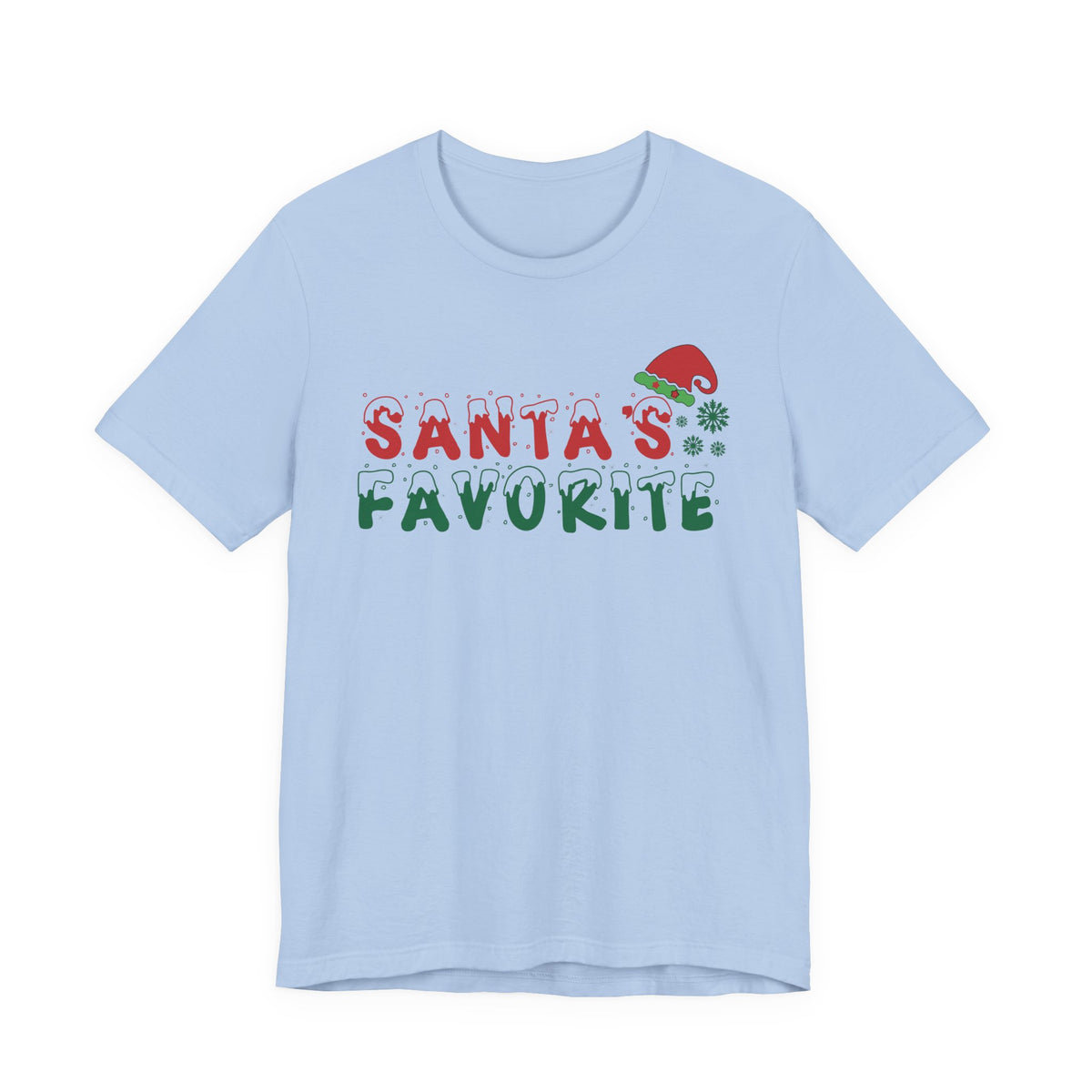 Santa's Favorite T-Shirt | Christmas Santa Hat Snowflake Holiday Tee