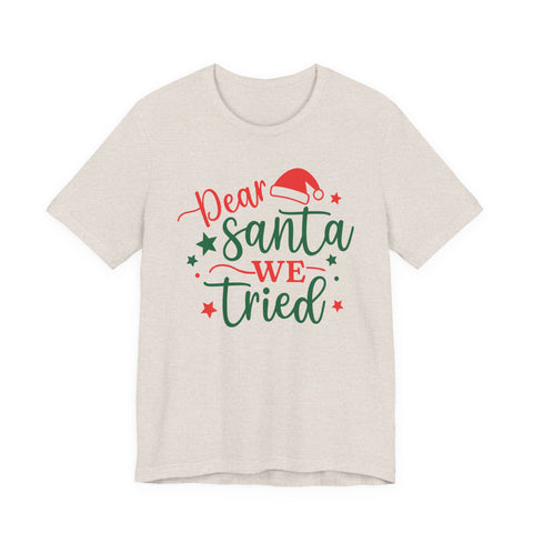 Dear Santa We Tried Christmas t-shirt | Holiday Santa Hat Typography Tee